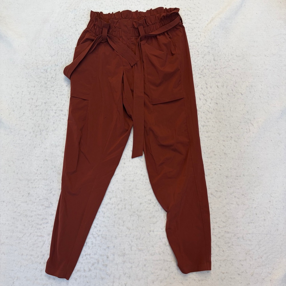 Athleta Trekkie North Jogger Pants Womens 2 Rust Brown Paperbag Waist Hiking